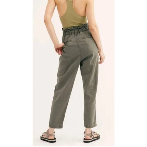 FREE PEOPLE Margate High Waist Paper Bag Style Pleated Drawstring Pants S - Picture 3 of 7